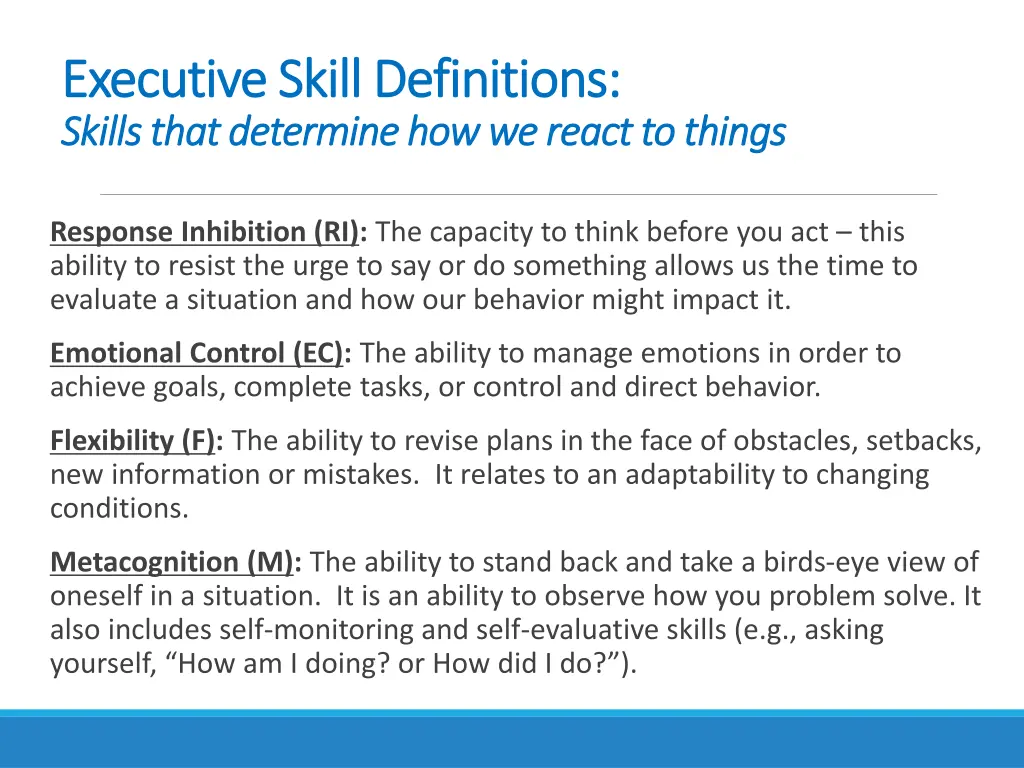 executive skill definitions executive skill 2