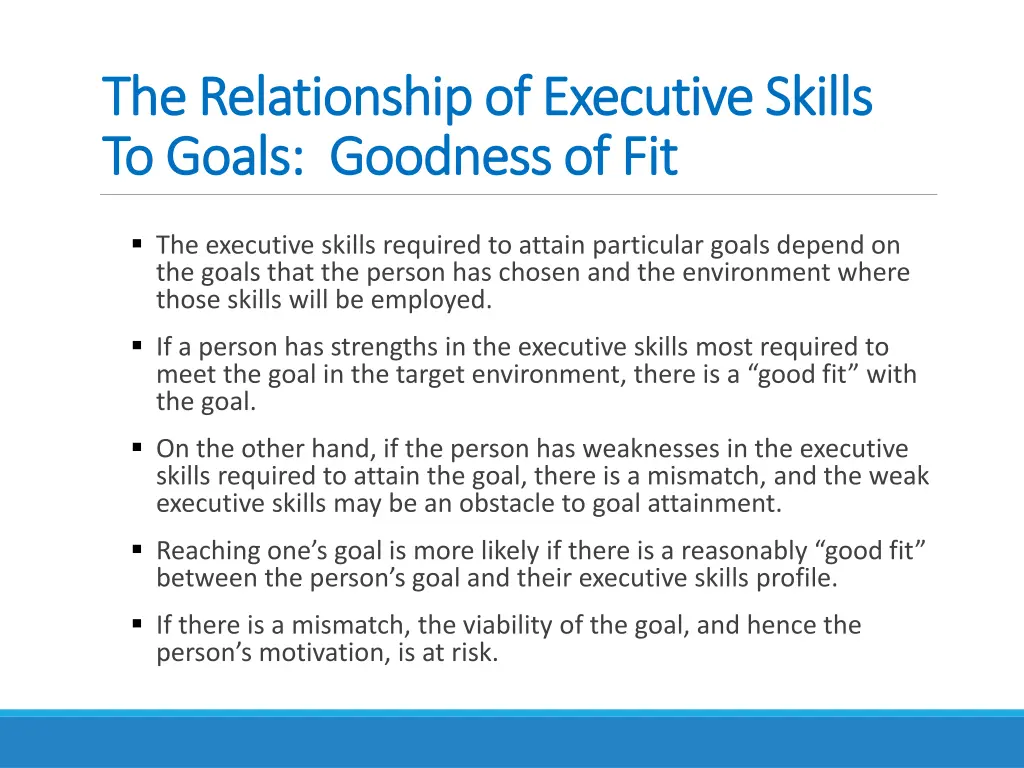 the relationship of executive skills