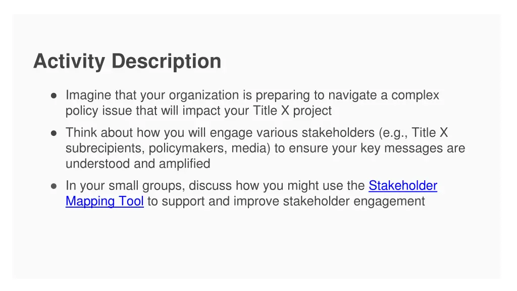 activity description
