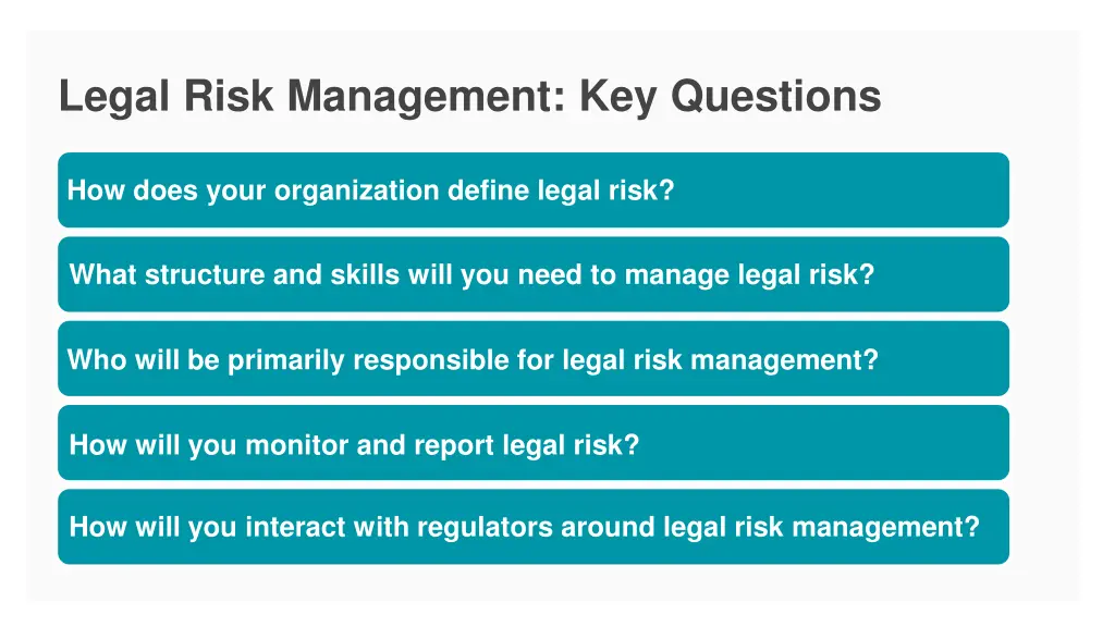 legal risk management key questions