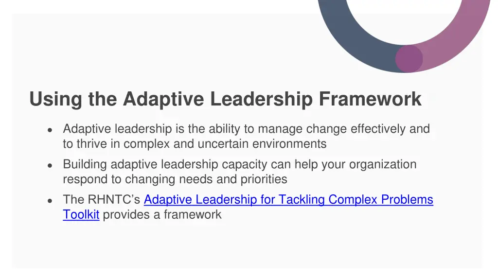 using the adaptive leadership framework 1