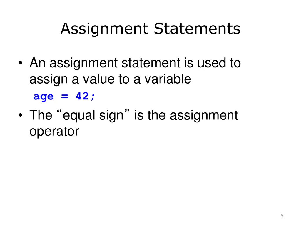 assignment statements