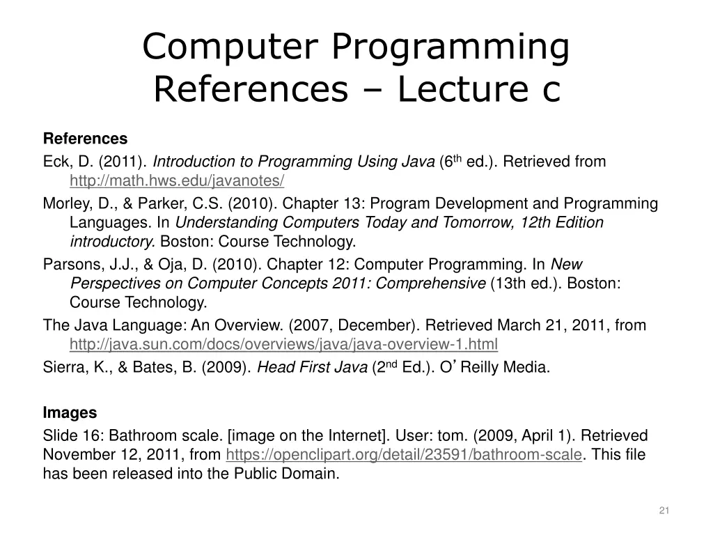 computer programming references lecture c