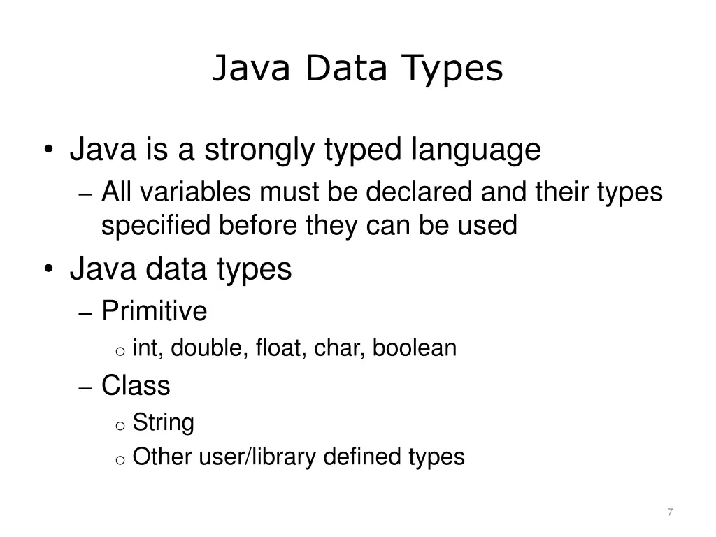 java data types