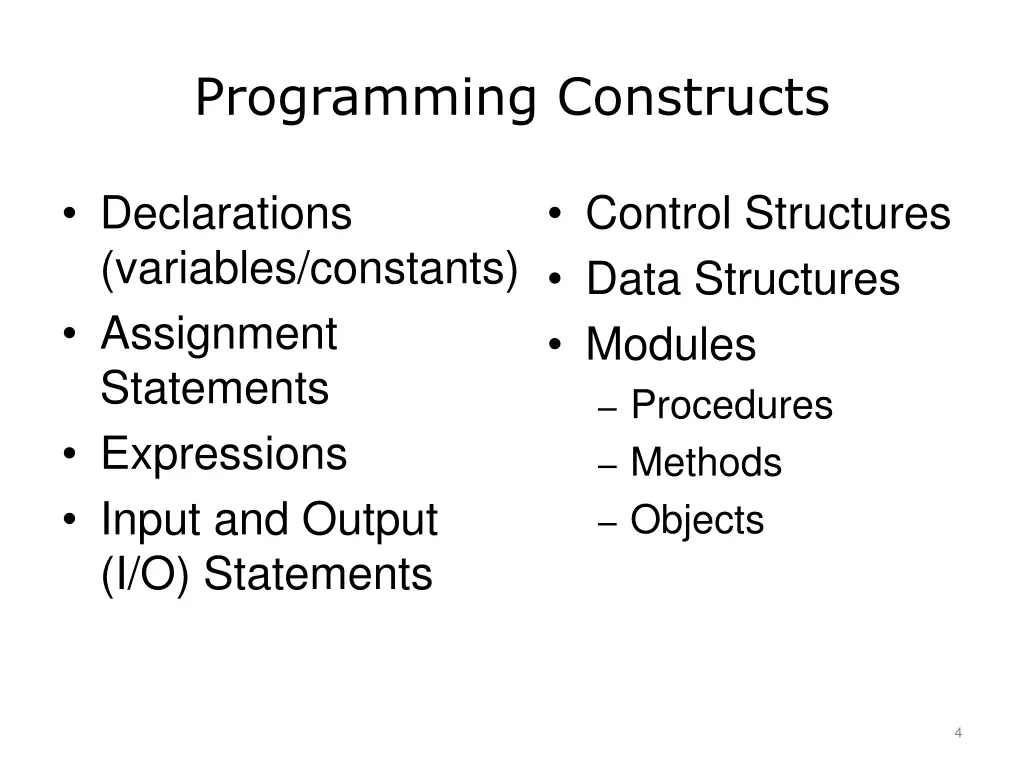 programming constructs