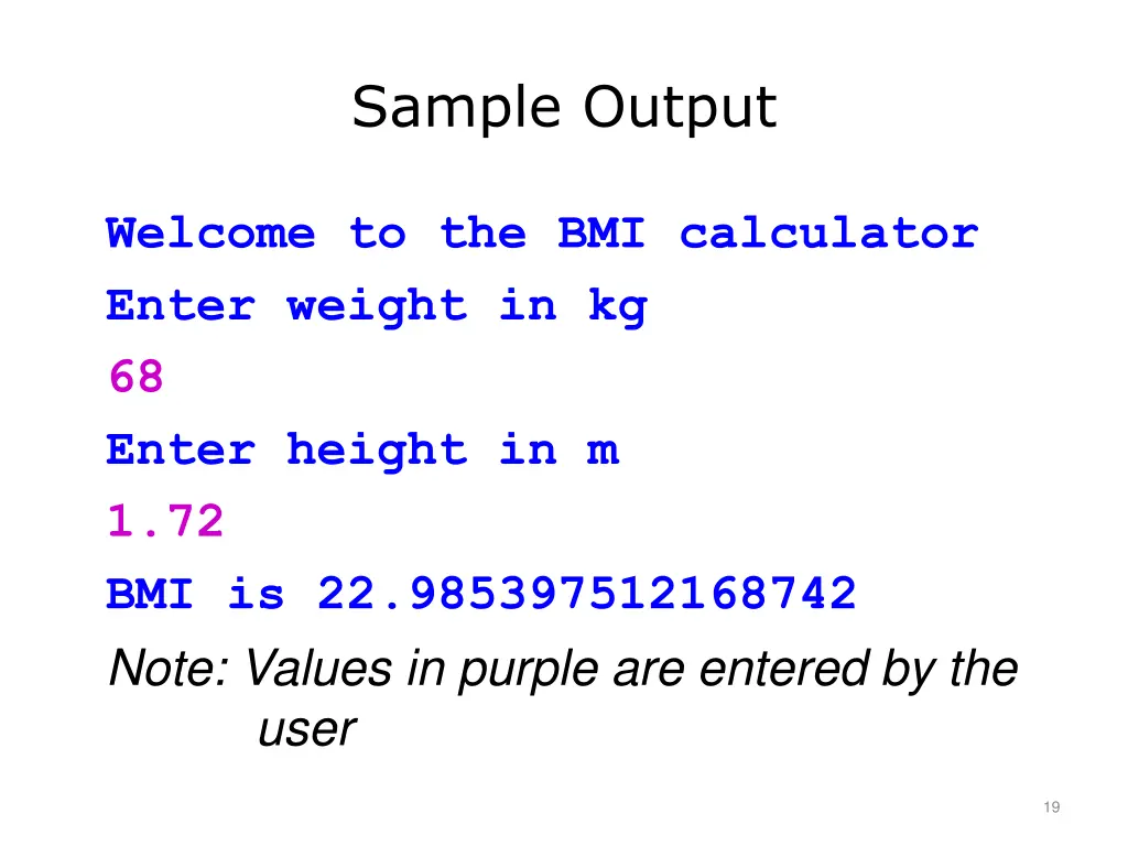 sample output