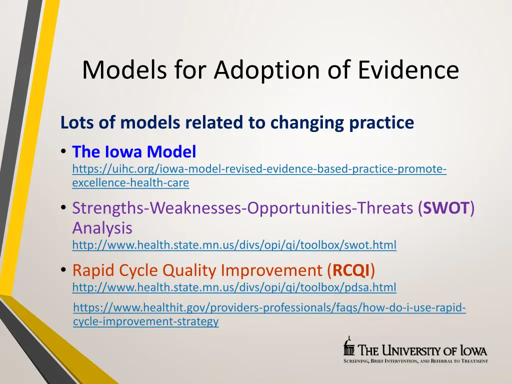 models for adoption of evidence