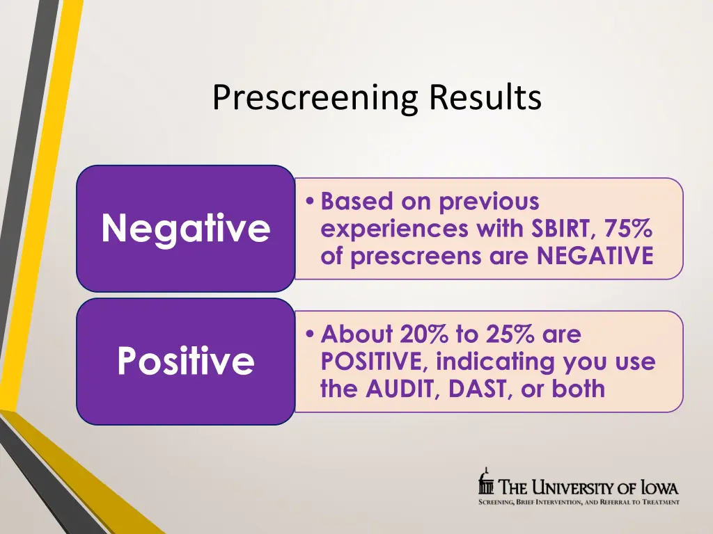 prescreening results