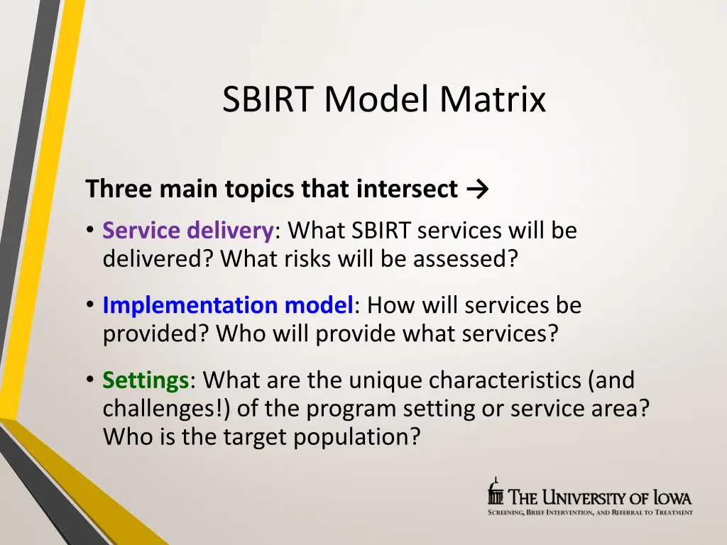 sbirt model matrix 1