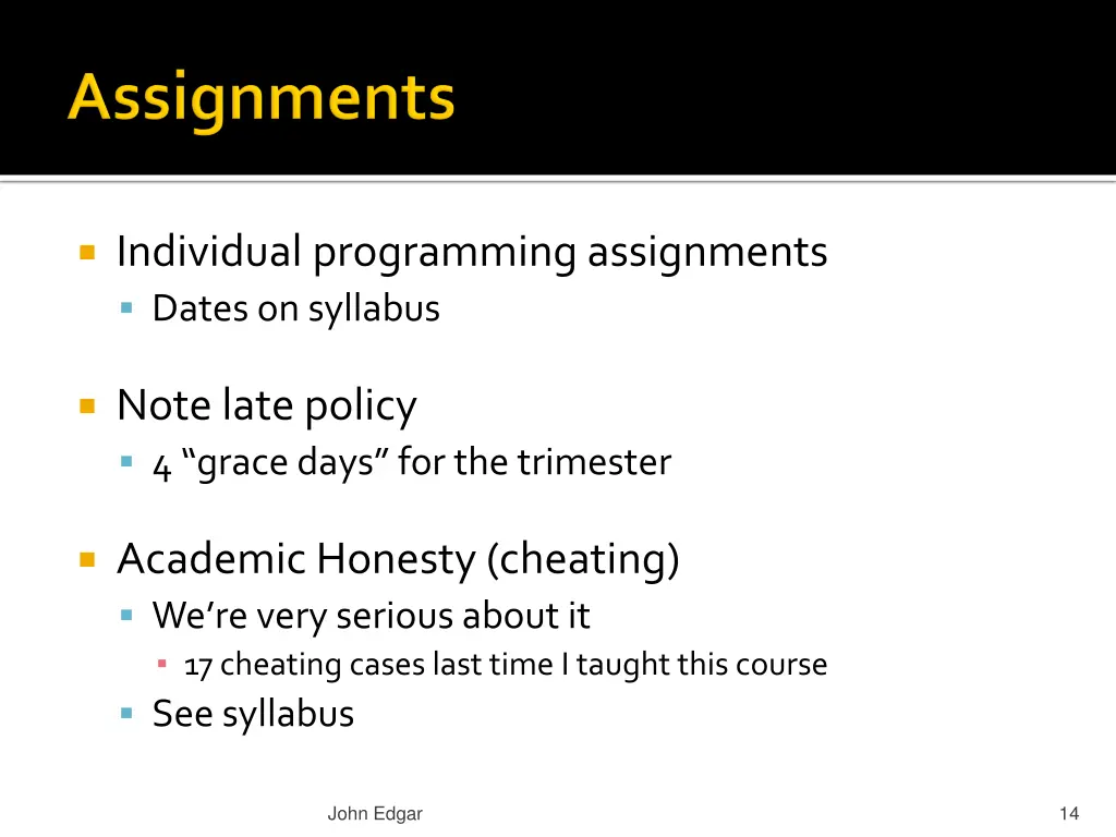 individual programming assignments dates