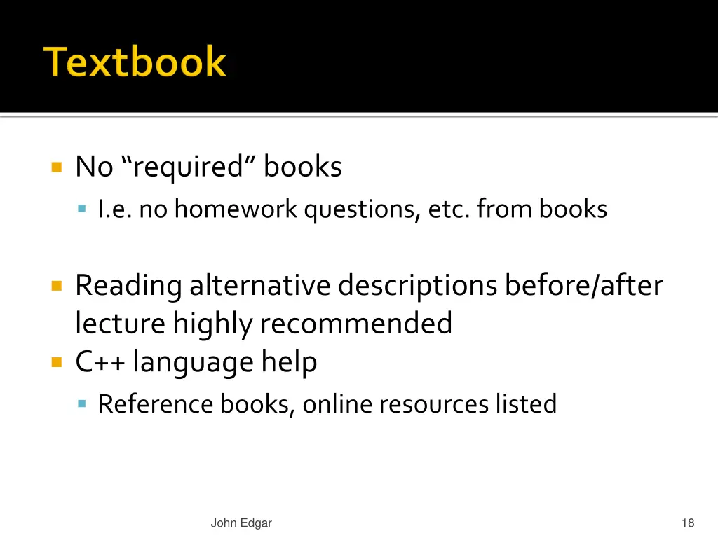 no required books i e no homework questions