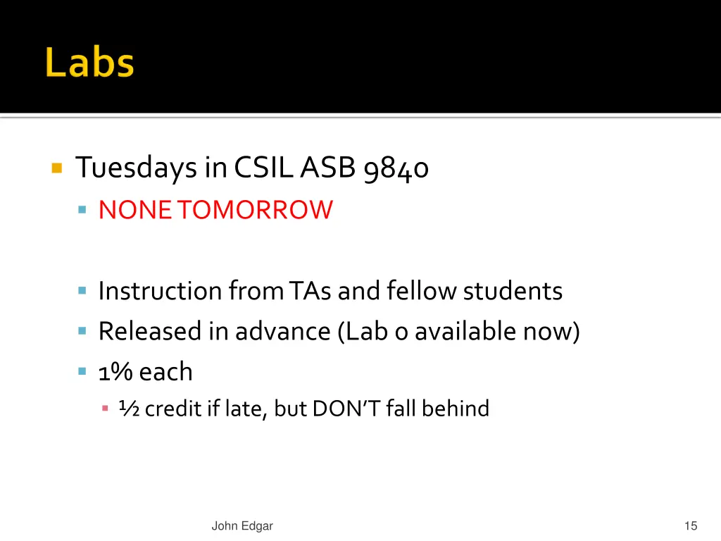tuesdays in csil asb 9840 none tomorrow