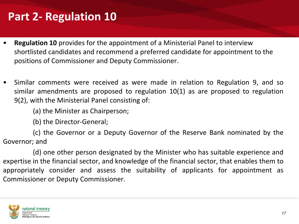 part 2 regulation 10