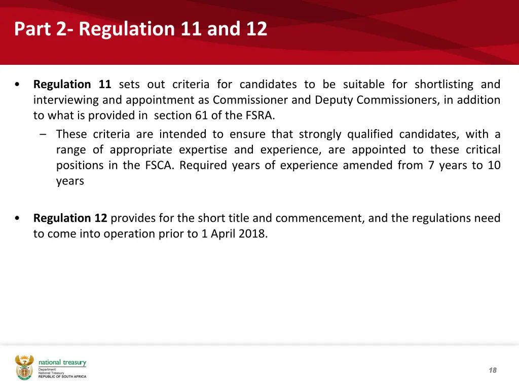 part 2 regulation 11 and 12