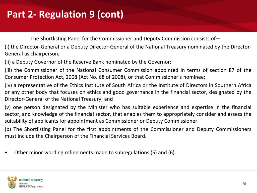part 2 regulation 9 cont