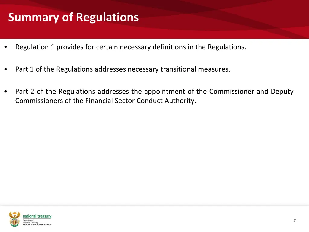 summary of regulations