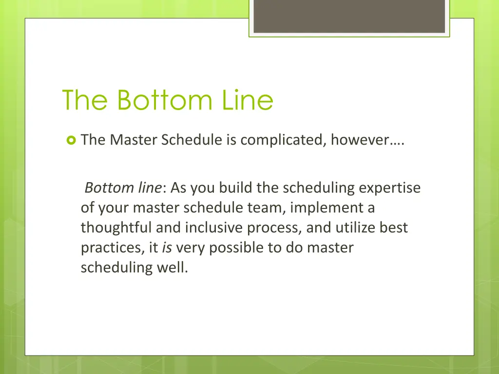 the bottom line