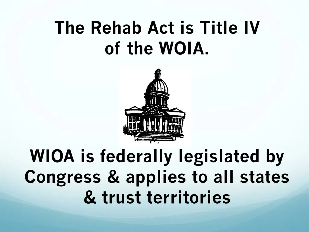 the rehab act is title iv of the woia