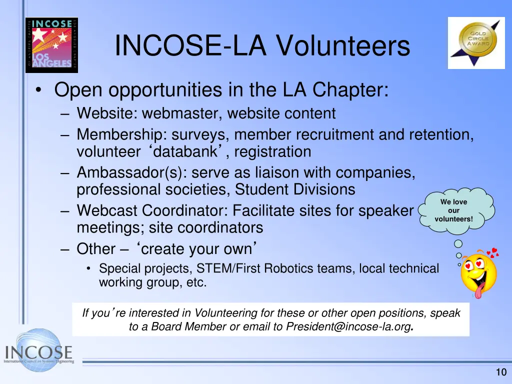 incose la volunteers