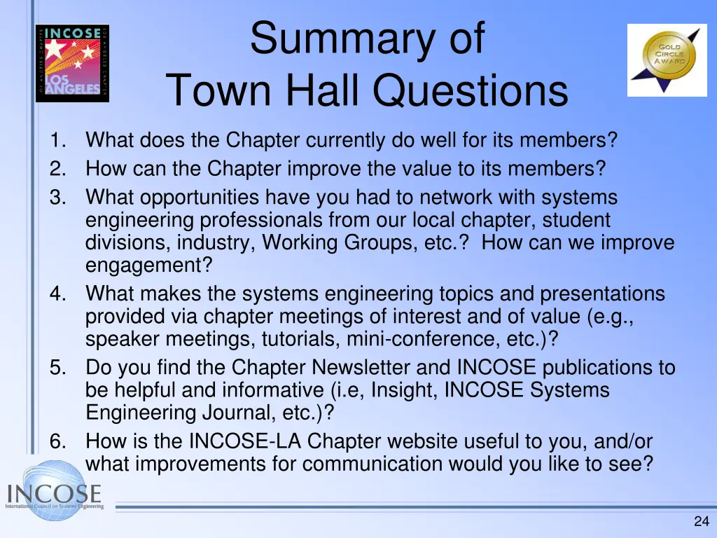 summary of town hall questions