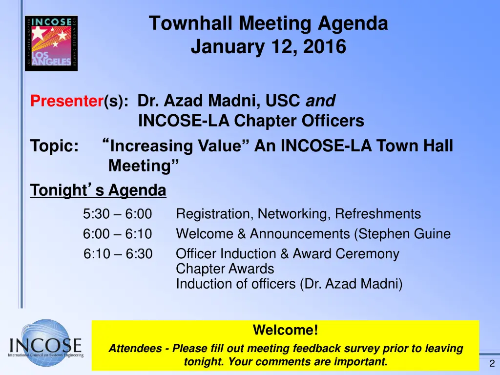 townhall meeting agenda january 12 2016
