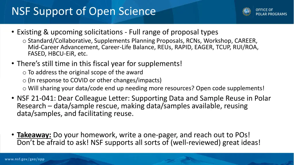 nsf support of open science
