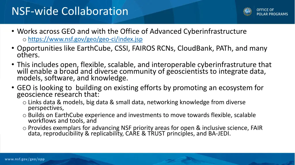 nsf wide collaboration