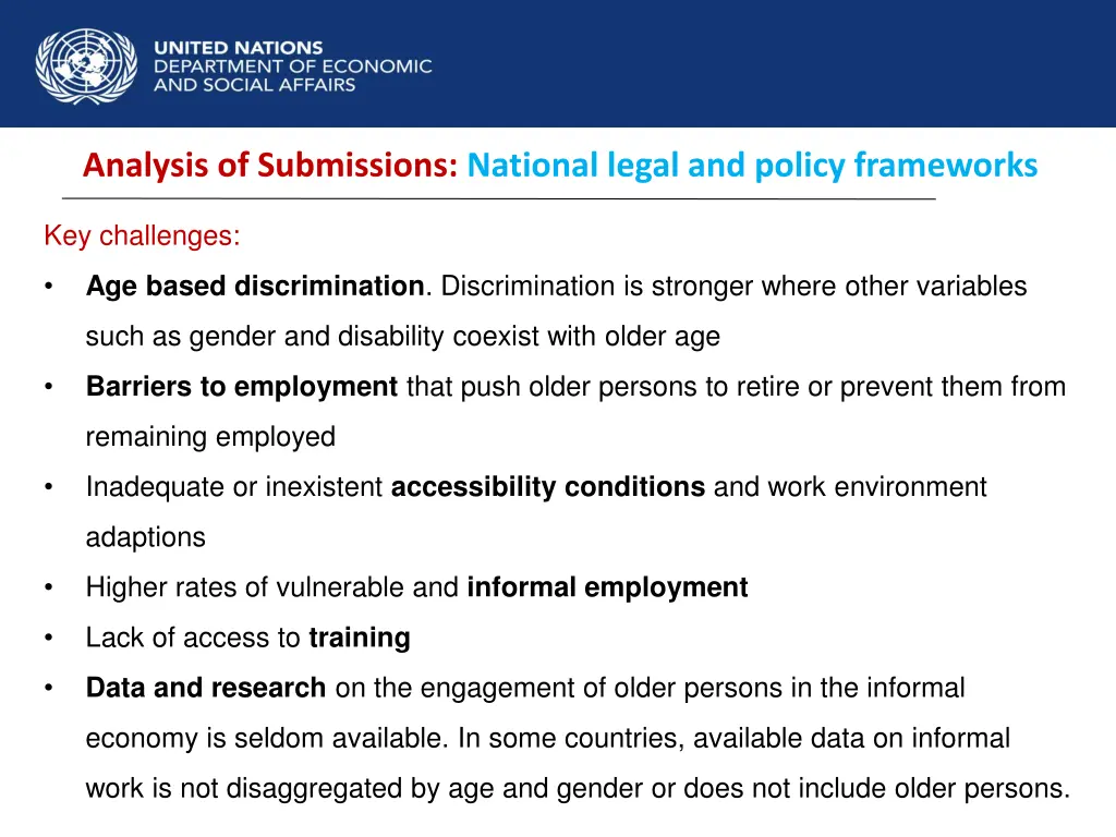 analysis of submissions national legal and policy 1