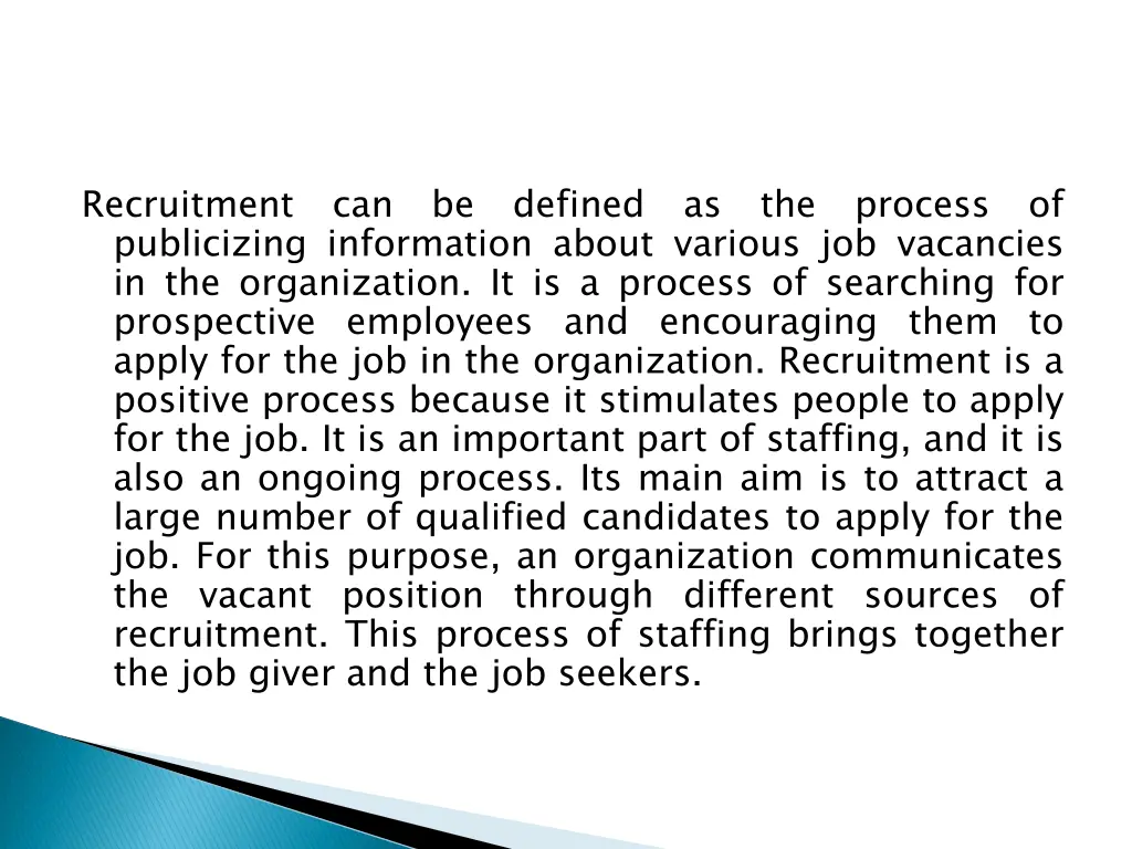 recruitment publicizing information about various