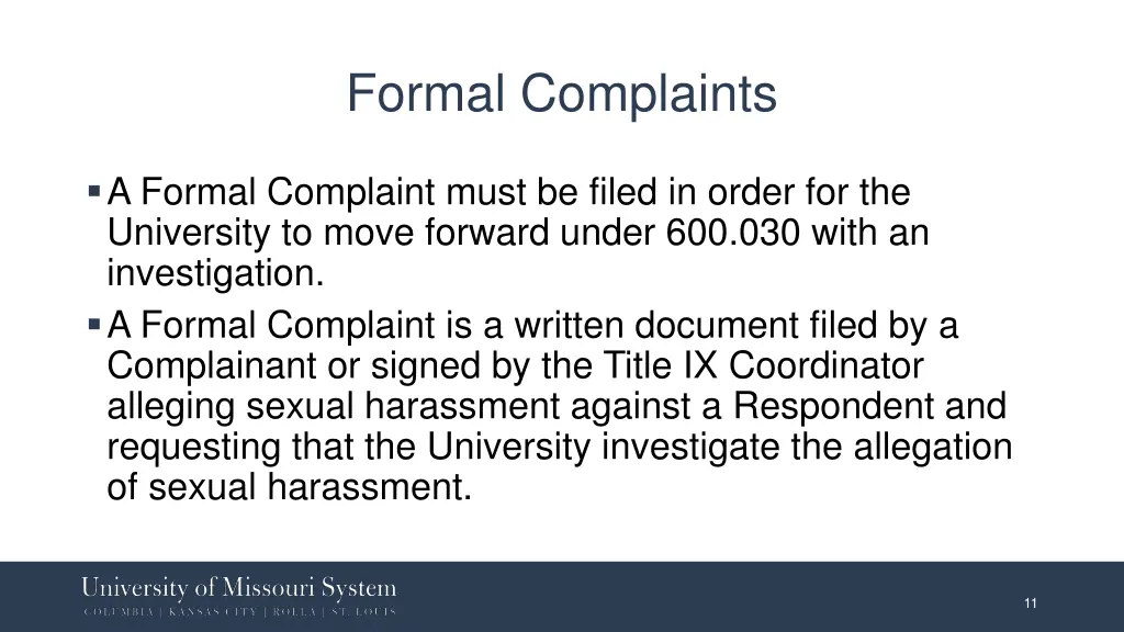 formal complaints