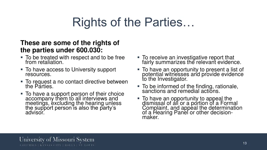 rights of the parties