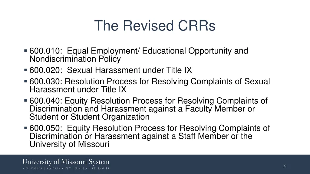 the revised crrs