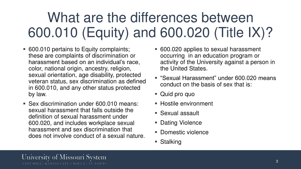 what are the differences between 600 010 equity