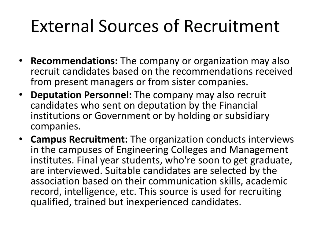 external sources of recruitment 1