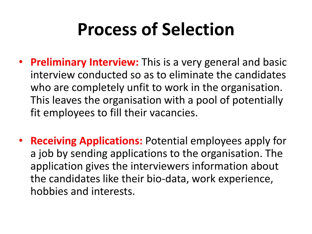 process of selection 1