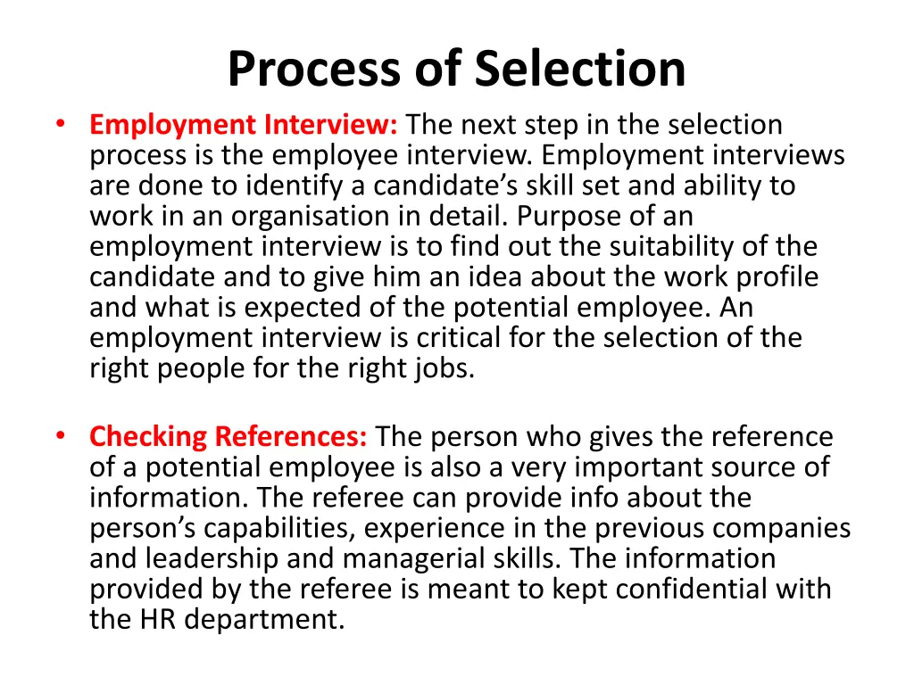 process of selection employment interview