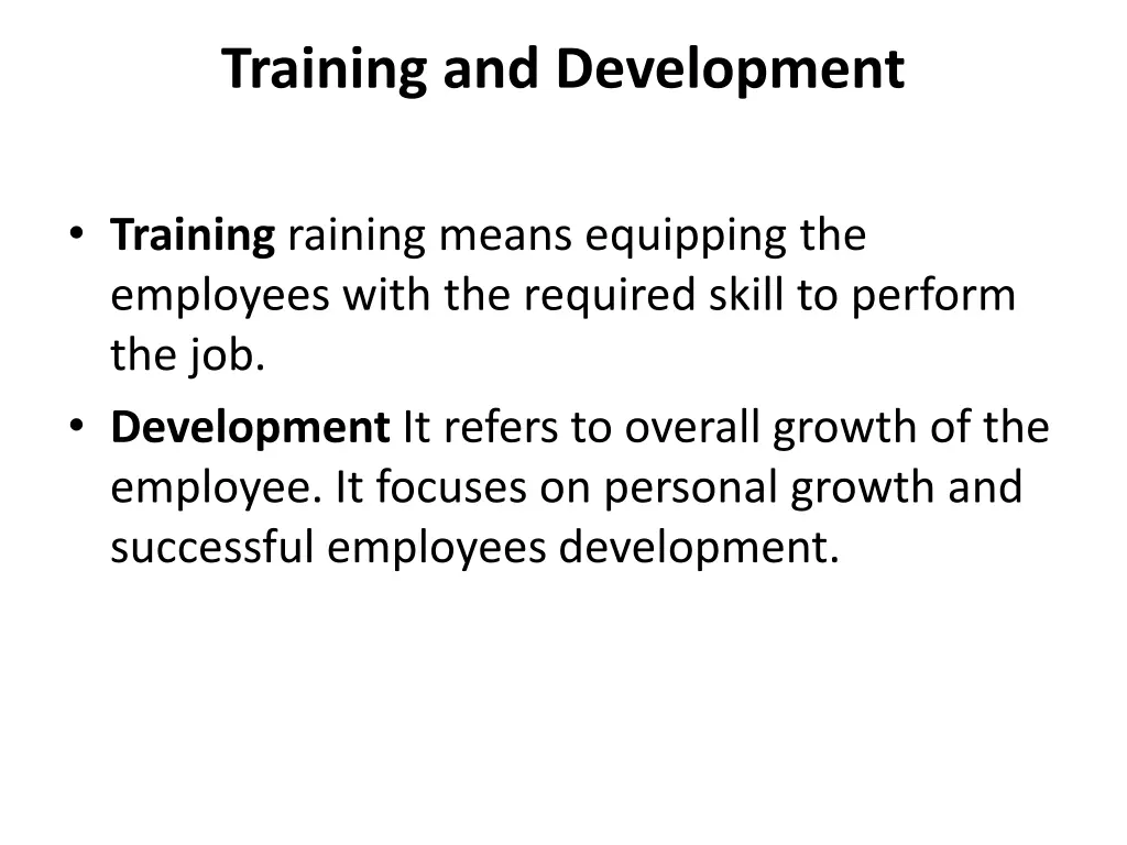 training and development