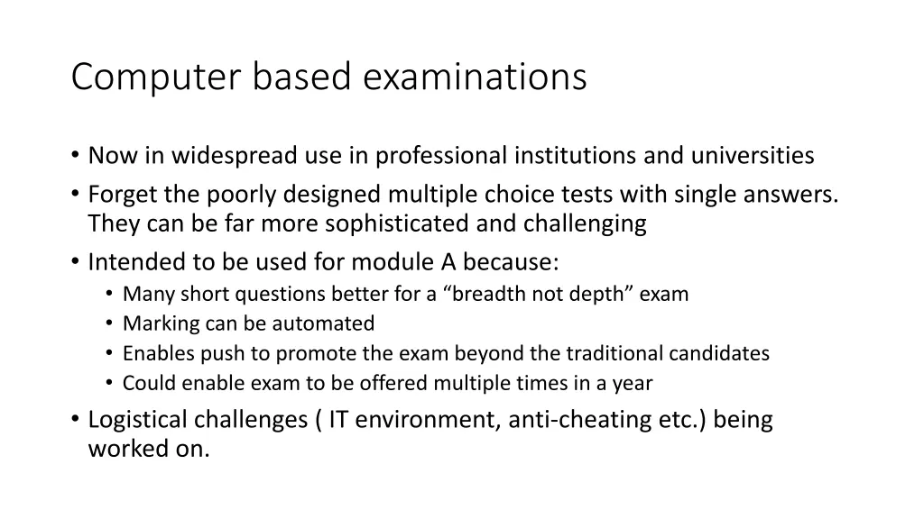 computer based examinations
