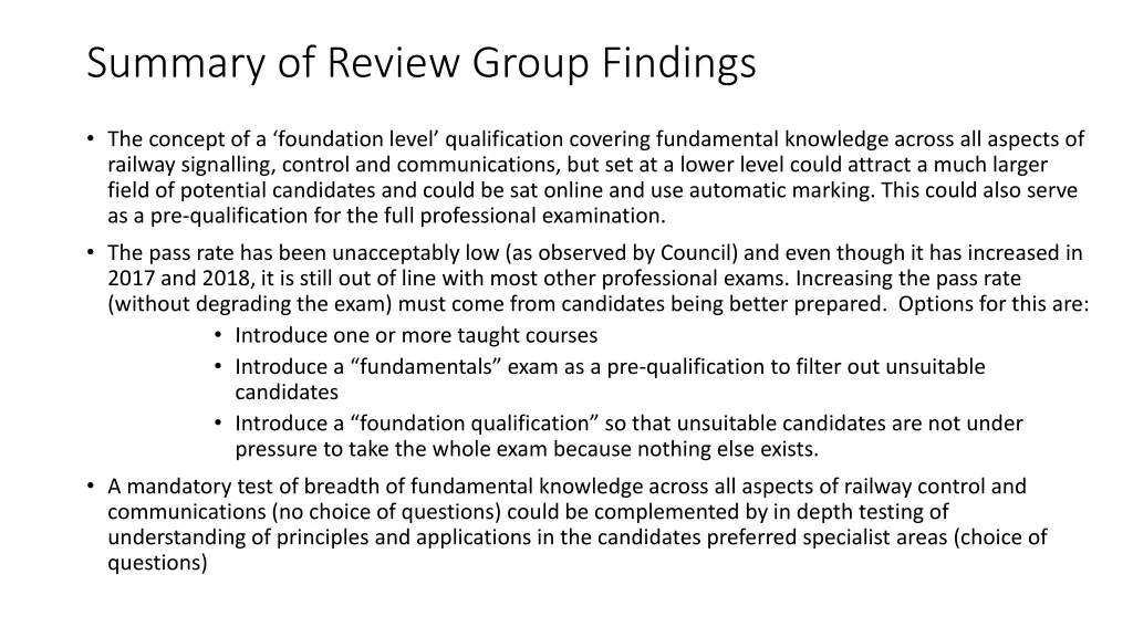 summary of review group findings 1