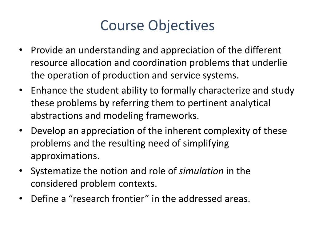 course objectives