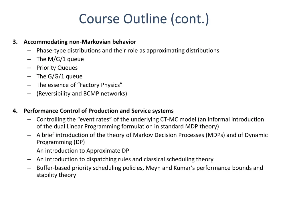 course outline cont
