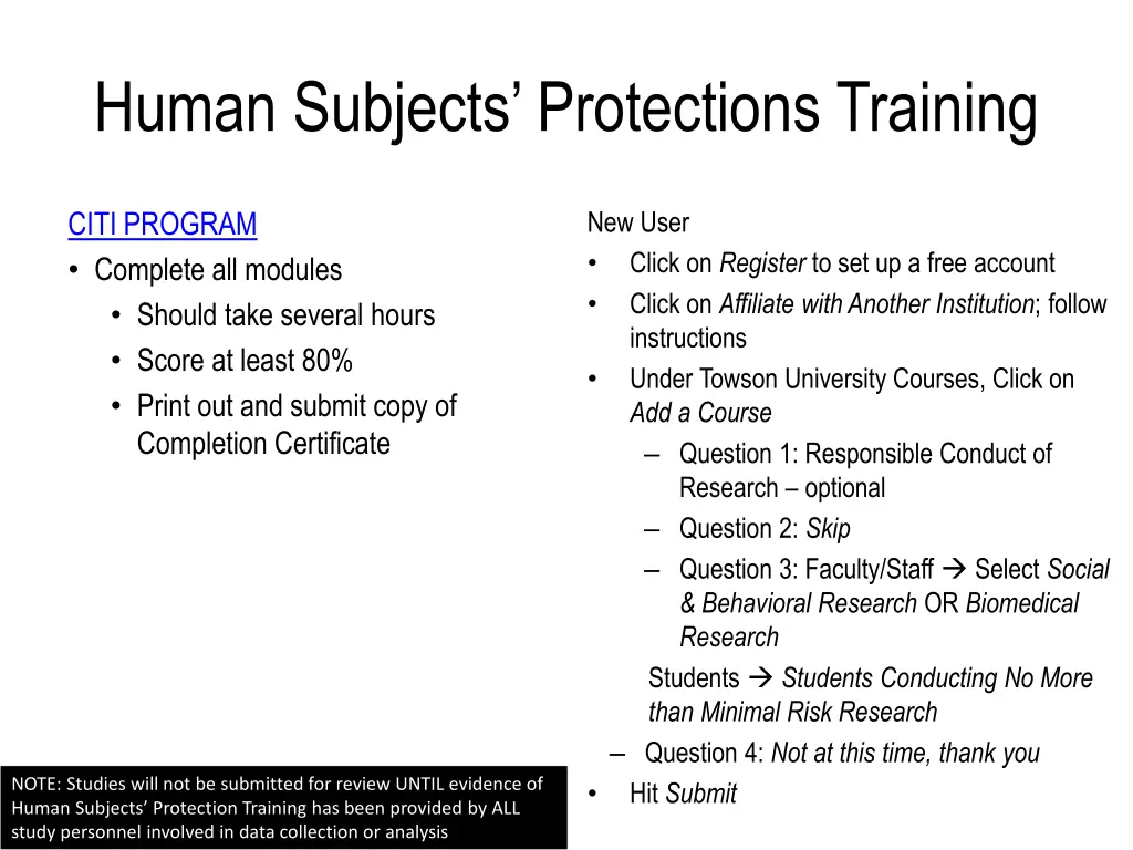 human subjects protections training