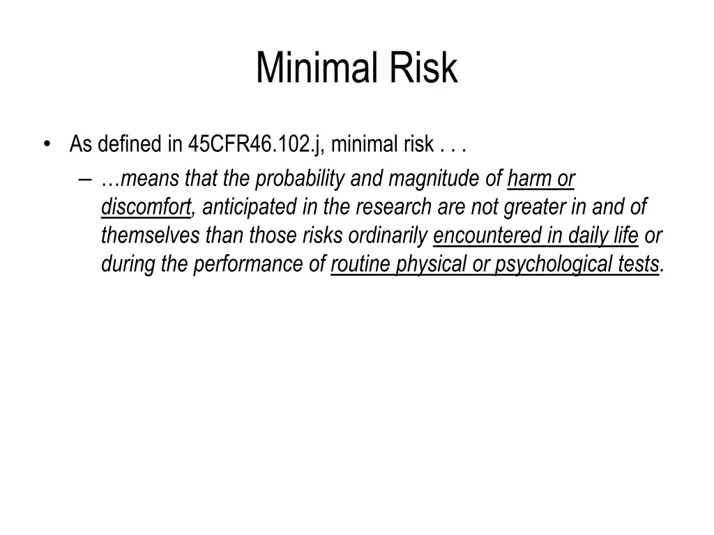 minimal risk