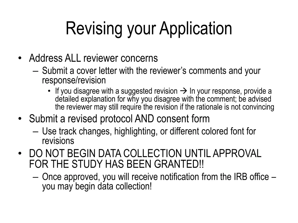 revising your application