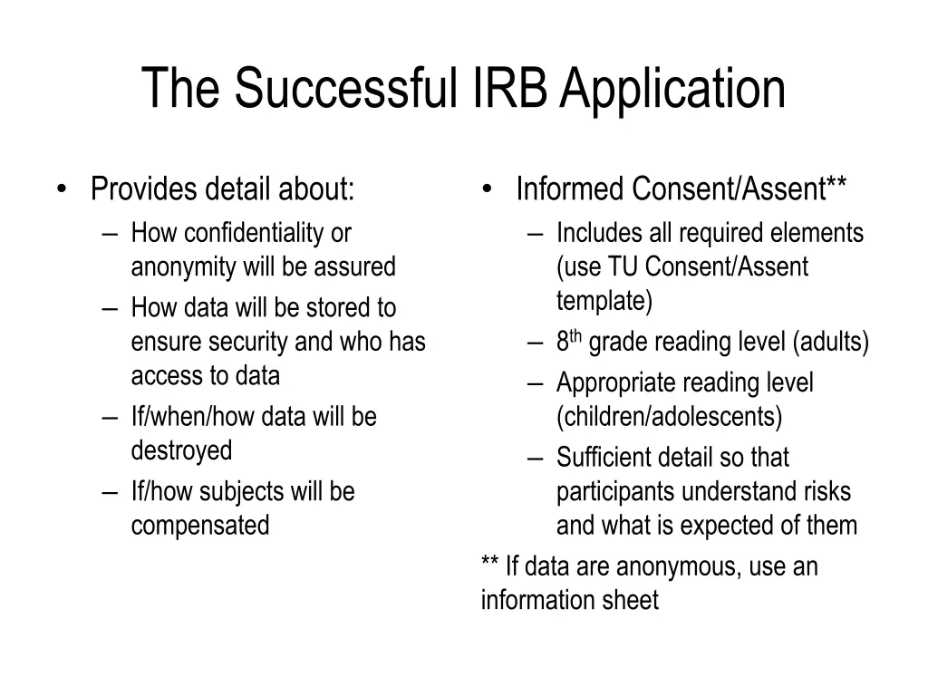 the successful irb application 1