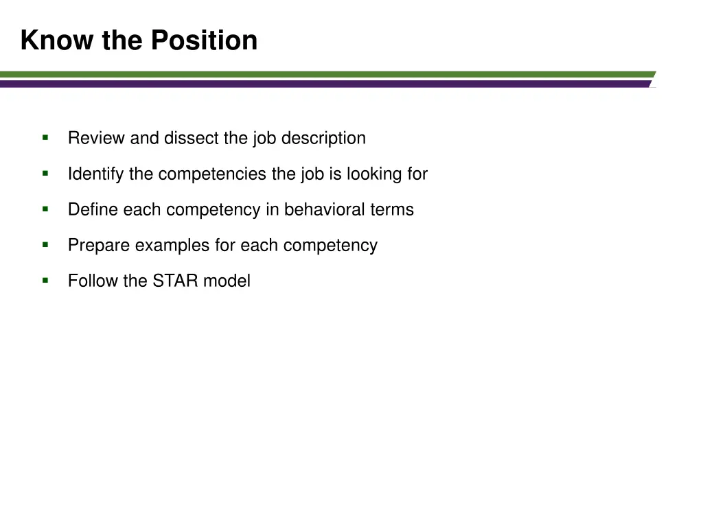 know the position