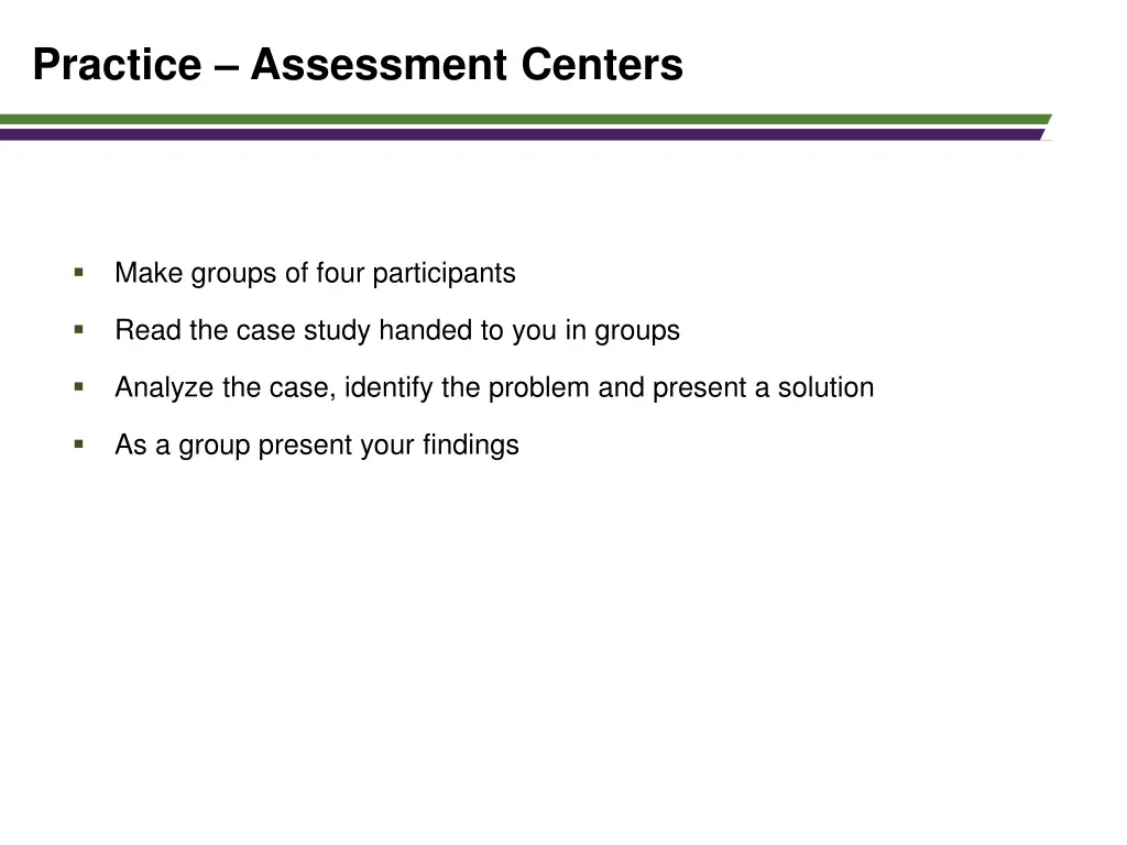 practice assessment centers