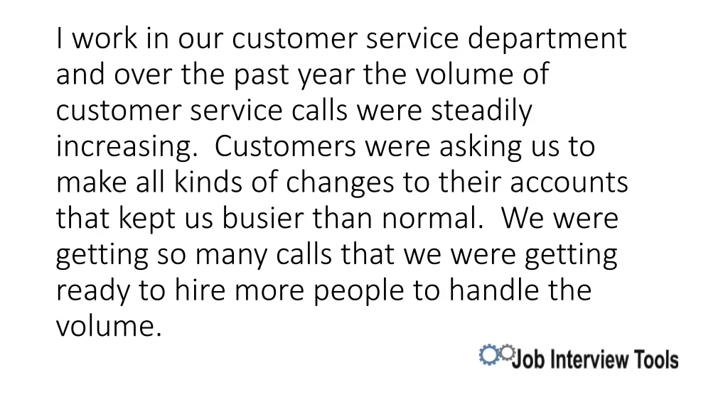 i work in our customer service department