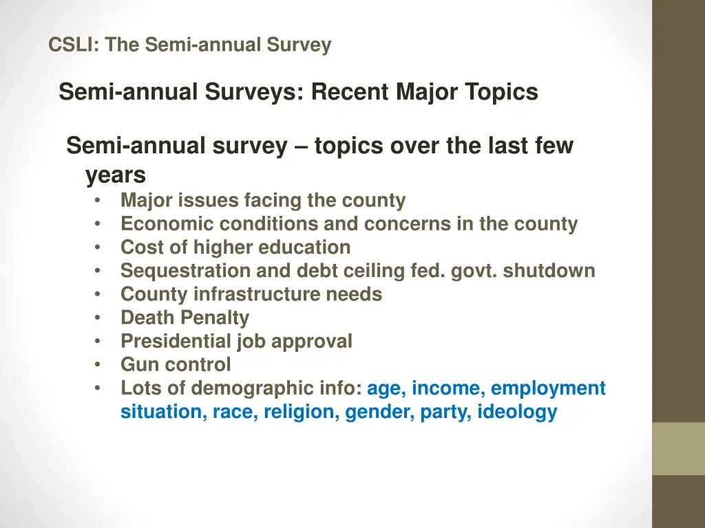 csli the semi annual survey 10