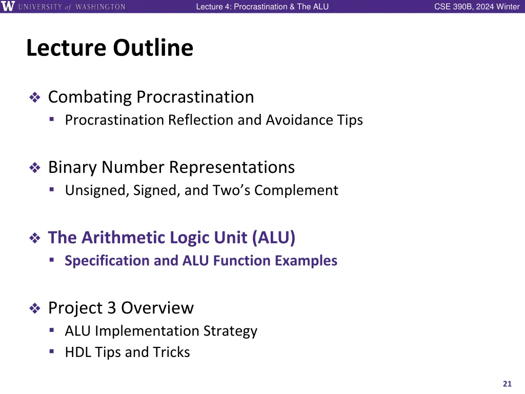 lecture 4 procrastination the alu 19